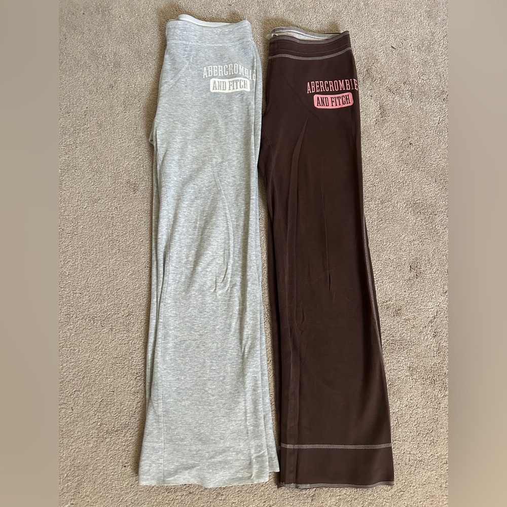 Two Abercrombie & Fitch Gray and Brown Lounge Pants Set. Size Small & Medium